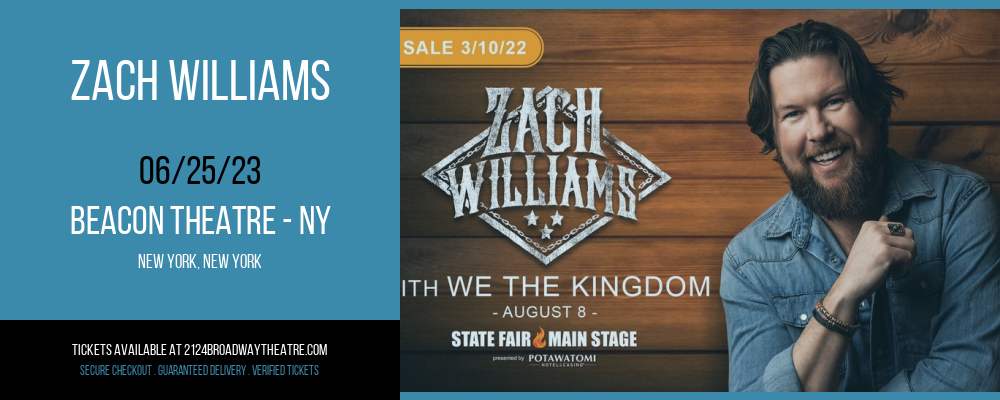 Zach Williams at Beacon Theatre tickets Zach Williams at Beacon Theatre